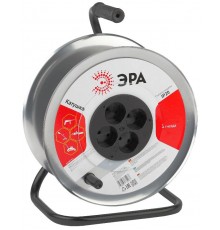 Удлинитель силовой K-M-4 Катушка металлическая без заземления 4гн  Б0033024  ЭРА