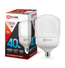 Лампа светодиодная промышленная LED-HP-PRO 40Вт 230В Е27 с адаптером E40 4000К 3600Лм  4690612031095  IN HOME