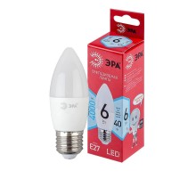 Лампа светодиодная LED B35-6W-840-E27 R (диод, свеча, 8Вт, нейтр, E27)  Б0050232  ЭРА