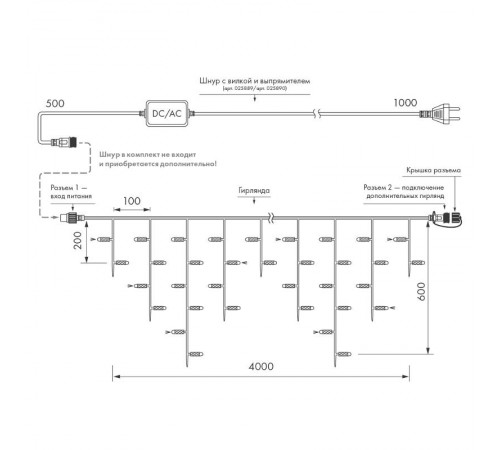 Светодиодная гирлянда ARD-EDGE-PRO-4000x600-WHITE-128LED-MILK-FLASH Warm/Warm (230V, 8W) (Ardecoled, IP65)  034127  Arlight