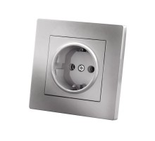 Розетка 2П+З 16А 250В серебр. металлик "Сенеж"   SQ1816-0232  TDM