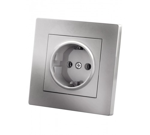 Розетка 2П+З 16А 250В серебр. металлик "Сенеж"   SQ1816-0232  TDM