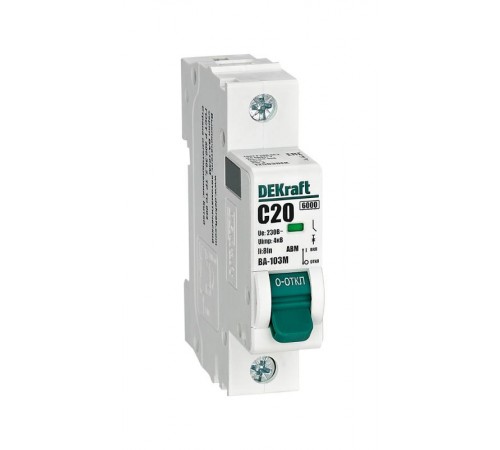 Выключатель автоматический без теплозащиты однополюсный ВА-103М 1P 20А характеристика C 6кА  12503DEK  Dekraft
