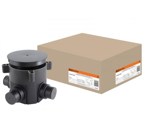 Коробка установочная с/п D70х72мм, 4 ввода, черная, для заливки в бетон, IP44  SQ1402-9502  TDM