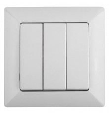 4-106-01 Intro Выключатель тройной, 10А-250В, СУ, Solo, белый  Б0043298  Intro