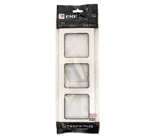 Стокгольм Рамка 3-местная белая с линией цвета черный PROxima  EZM-G-304-20  EKF