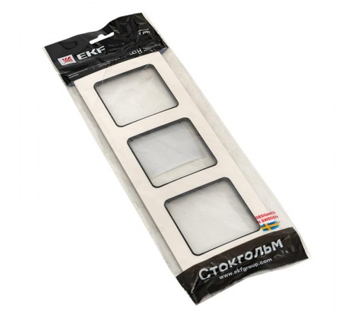 Стокгольм Рамка 3-местная белая с линией цвета черный PROxima  EZM-G-304-20  EKF