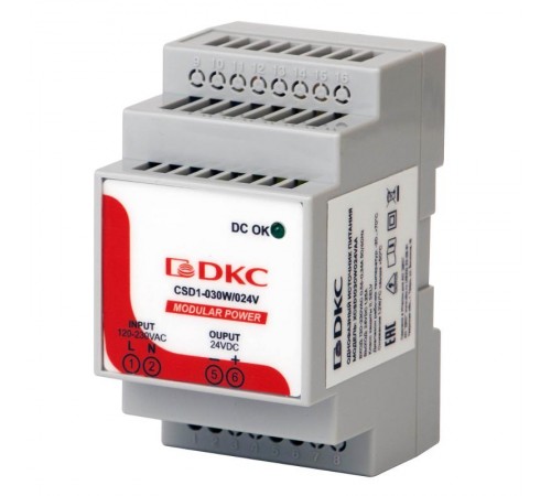 Источник питания "MODULAR POWER", однофазный, 30Вт, 1.25А, 24В  XCSD1030W024VAA  DKC