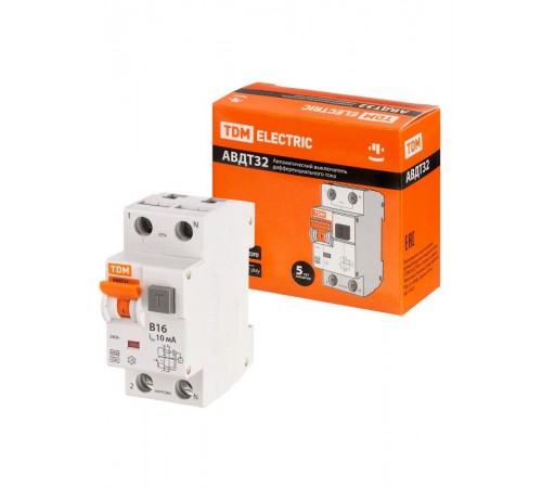 Выключатель автоматический дифференциального тока АВДТ 32 1п+N 16А В 10мА тип A  SQ0202-0200  TDM