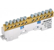 TEKFOR Шина N "ноль" неизолированная на универсальном держателе 6х9-12-С  TF-NN10-12-DL-K07  IEK