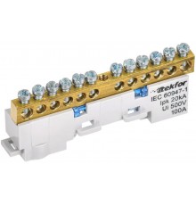 TEKFOR Шина N "ноль" неизолированная на универсальном держателе 6х9-12-С  TF-NN10-12-DL-K07  IEK