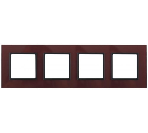 14-5104-25 Рамка на 4 поста, стекло, Эра Elegance, бордо+антр  Б0034533  ЭРА