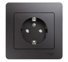 Glossa Графит Розетка с заземлением со шторками (в сборе)  GSL001344  SE