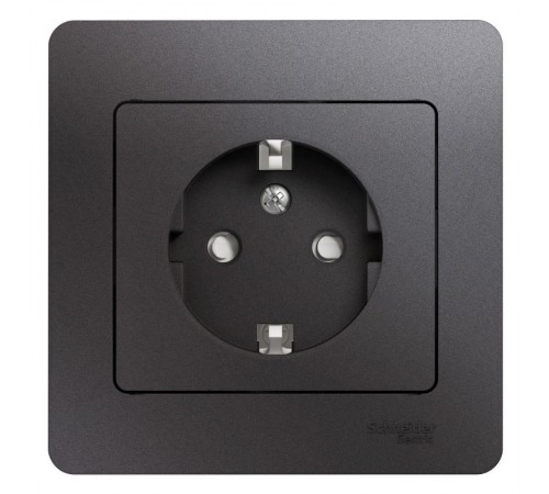 Glossa Графит Розетка с заземлением со шторками (в сборе)  GSL001344  SE