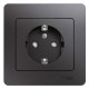 Glossa Графит Розетка с заземлением со шторками (в сборе)  GSL001344  SE