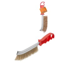 Щетка ручная, металлическая с пластик. рукояткой, латуниров. витая проволока d 0,3 мм, "Гранит",  SQ1096-0101  TDM