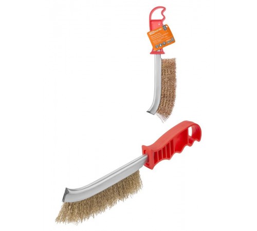 Щетка ручная, металлическая с пластик. рукояткой, латуниров. витая проволока d 0,3 мм, "Гранит",  SQ1096-0101  TDM