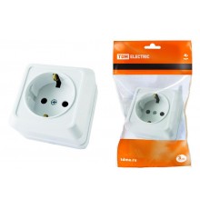 Розетка 2П+3 открытой установки IP20 16А 250В (керамика) белая "Ладога"  SQ1801-0111  TDM