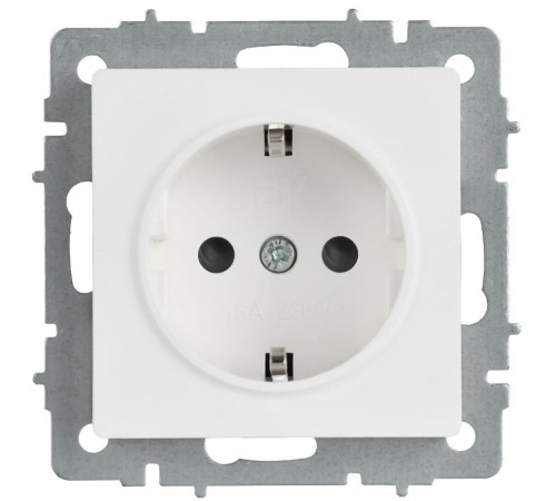 BRITE Розетка 1-местная с заземлением с защитными шторками 16А РС14-1-0-БрАБ арктический белый   BR-R14-16-K91  IEK