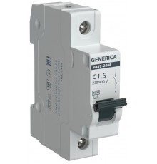Выключатель автоматический  однополюсный ВА47-29М 1P 1,6А 4,5кА C MVA21-1-D16-C-G GENERICA