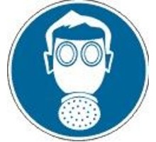 Знак наклейка M04 "Работать в средствах индивидуальной защиты органов дыхания" (200х200) ГОСТ 12.4.026-2015  PROxima an-m-04  EKF