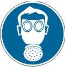 Знак наклейка M04 "Работать в средствах индивидуальной защиты органов дыхания" (200х200) ГОСТ 12.4.026-2015  PROxima an-m-04  EKF