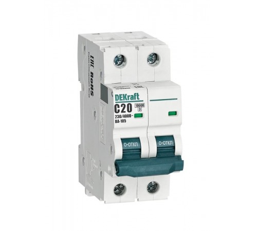 Выключатель автоматический двухполюсный ВА-105 20А C 10кА  13166DEK  DEKraft