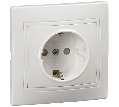 КВАРТА Белый Розетка 1-местная с заземлениемсо шторками РСш10-3-КРБ 16А PC  KV-R14-16-PC-K01  GENERICA