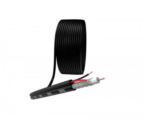 Кабель для аналогового видеонаблюдения KK-0.5-PE ККСП-2x0,5 мм, бухта 200 метров, чёрный  Б0052741  ЭРА
