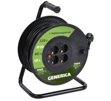 Катушка УК40 с т/з 4 места 2P+PE/40м 3х1,0мм2  WKP10-10-04-40-G  GENERICA