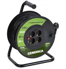 Катушка УК40 с т/з 4 места 2P+PE/40м 3х1,0мм2  WKP10-10-04-40-G  GENERICA