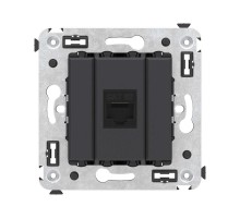 Компьютерная розетка RJ-45 без шторки в стену, кат.5е одинарная, "Avanti", "Черный матовый"  4412663  DKC