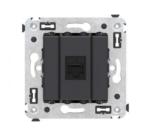 Компьютерная розетка RJ-45 без шторки в стену, кат.5е одинарная, "Avanti", "Черный матовый"  4412663  DKC