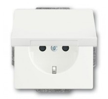 Розетка SCHUKO 16А 250В с защитными шторками, с крышкой, серия future, цвет белый бархат  2CKA002018A1522  ABB