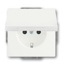 Розетка SCHUKO 16А 250В с защитными шторками, с крышкой, серия future, цвет белый бархат  2CKA002018A1522  ABB