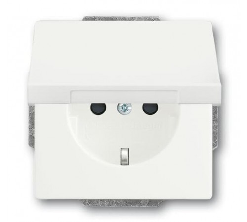 Розетка SCHUKO 16А 250В с защитными шторками, с крышкой, серия future, цвет белый бархат  2CKA002018A1522  ABB