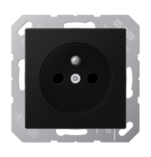 Розетка SCHUKO® 16A 250V с защитой от детей; франко-бельгийский стандарт; термопласт; черный матовый  A1520FBFKISWM  Jung