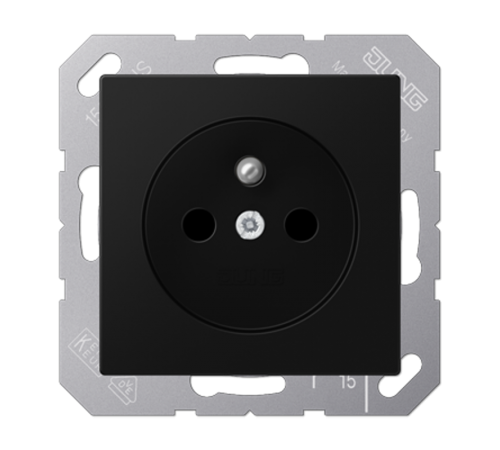 Розетка SCHUKO® 16A 250V с защитой от детей; франко-бельгийский стандарт; термопласт; черный матовый  A1520FBFKISWM  Jung