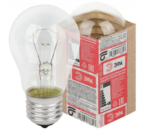 Лампа накаливания ЛОН A50 75-230-E27  (груша) 75Вт 230В Е27 в гофре  Б0039119  ЭРА