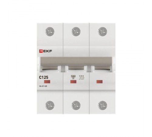 Выключатель автоматический трехполюсный ВА 47-125 125А C 15кА PROxima  mcb47125-3-125C  EKF
