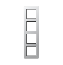 Рамка для вертикальной и горизонтальной установки, 4 поста; термопласт; алюминий; A FLOW  AF584BFAL  Jung