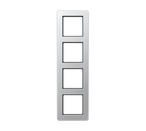 Рамка для вертикальной и горизонтальной установки, 4 поста; термопласт; алюминий; A FLOW  AF584BFAL  Jung