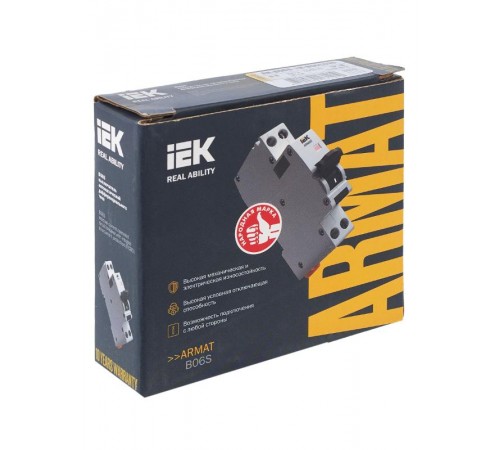 Выключатель автоматический дифференциального тока АВДТ B06S 1P+NP B6 30мА тип AC (18мм) ARMAT IEK  AR-B06S-1N-B06C030  IEK