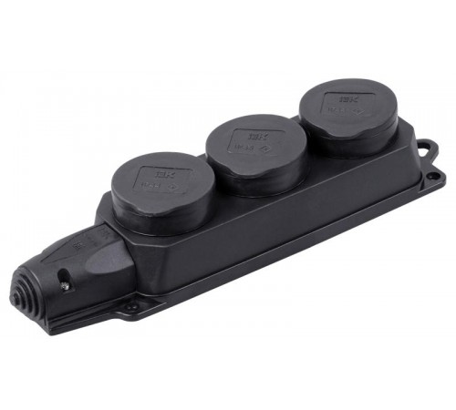 Колодка каучуковая с/з 3 гн с защитными крышками ОМЕГА IP44 РБ33-1-0м  PKR61-016-2-K02  IEK