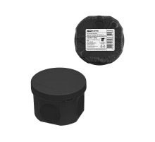 Коробка распаячная, двухкомпонентная, ОП D70х50 мм, IP66, 4 вх., черная, инд. штрихкод  SQ1401-2902  TDM