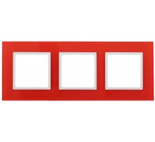 14-5103-23 Рамка на 3 поста, стекло, Эра Elegance, красный+бел  Б0034514  ЭРА