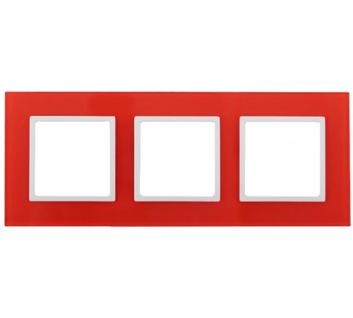14-5103-23 Рамка на 3 поста, стекло, Эра Elegance, красный+бел  Б0034514  ЭРА