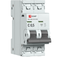 Выключатель автоматический двухполюсный 0,5А (C) 6кА ВА 47-63N PROxima M63620T5C  EKF