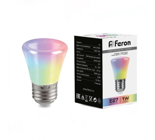 Лампа светодиодная LB-372 (1W) 230V E27 RGB Колокольчик для белт лайта матовый быстрая смена цвета  38128  Feron