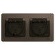 Glossa Шоколад Розетка 2-ая с з/к, со шторками (в сборе), IP44  GSL000847  SE